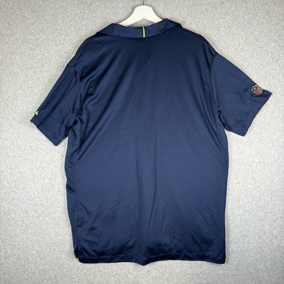 Nike NFL Onfield Apparel Mens XL Dri Fit Seattle Seahawks Polo Shirt Blue Green - Picture 6 of 7
